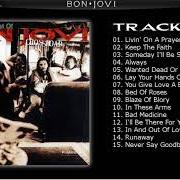 Il testo BED OF ROSES di BON JOVI è presente anche nell'album Cross road (1994)