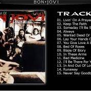 Il testo LIVIN' ON A PRAYER di BON JOVI è presente anche nell'album Cross road (1994)