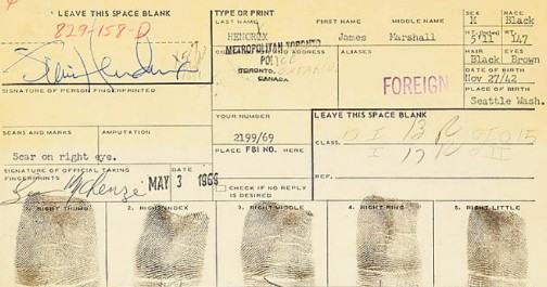 Jimi Hendrix: all'asta la sua carta d'arresto del 1969